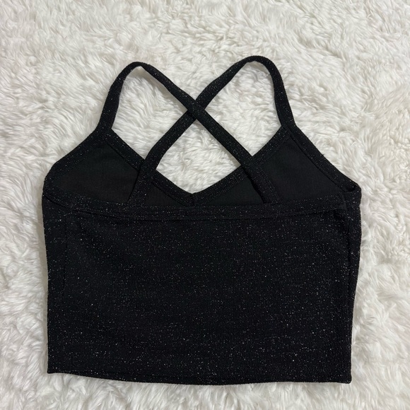 Forever 21 Small Cropped Racerback Shimmer Top in Black - Picture 2 of 5